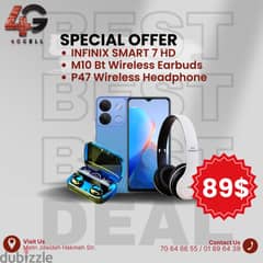 Infinix Smart7 HD 64GB + Powerbank 10.000 mAh + Headphones