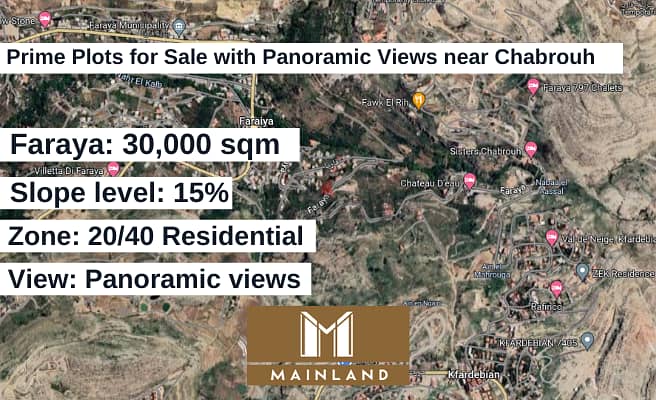 Prime Land for Sale in Faraya Near Sad Chabrouh 0