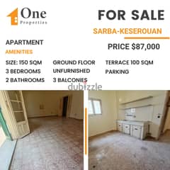 APARTMENT for SALE,in SARBA-KESEROUAN, seconds from highway.