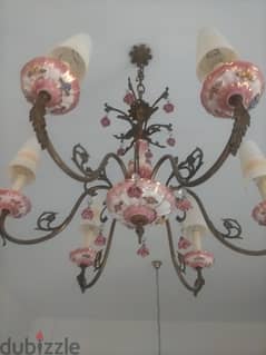 Antique Brass and Ceramic Chandilier