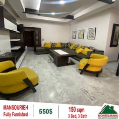 550$!! Fully Furnished Apartment for rent located in Mansourieh