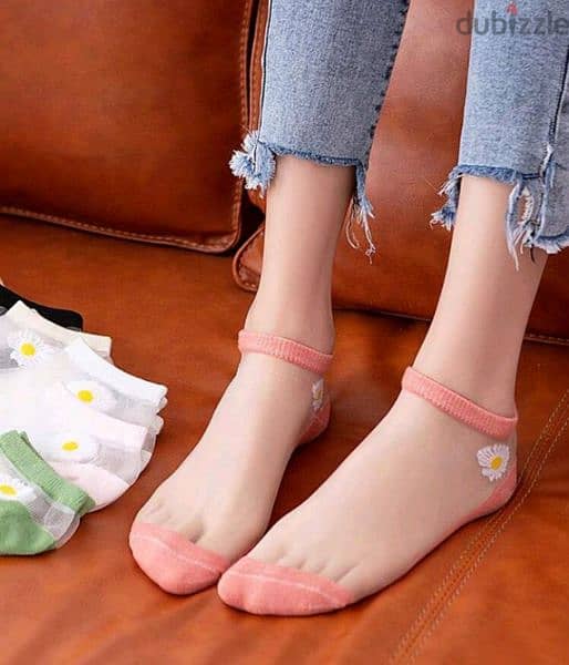 beautiful flower transparent women's socks 3