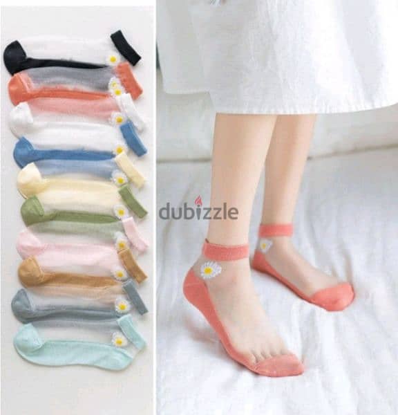 beautiful flower transparent women's socks 8