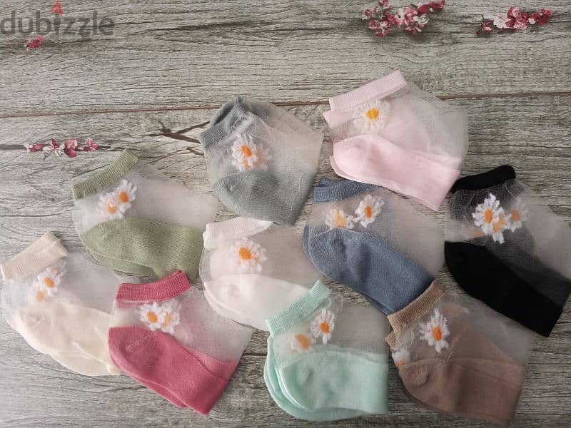 beautiful flower transparent women's socks 11