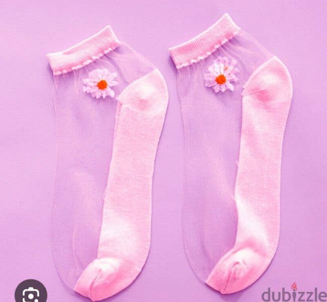 beautiful flower transparent women's socks 5