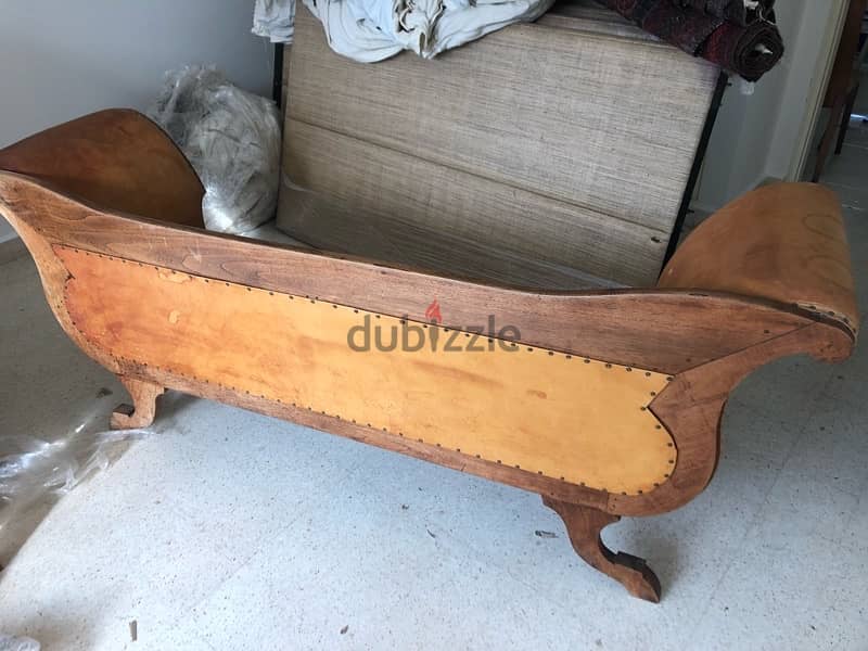 Massive wood leather sofa - Antique 3