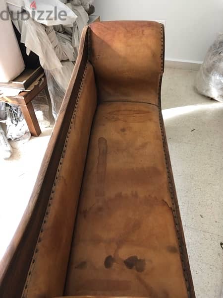 Massive wood leather sofa - Antique 5