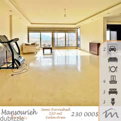 Mansourieh | Decorated 210m² | 4 Balconies | High End | 2 Parking