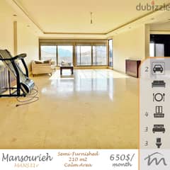 Mansourieh | Semi Furnished 210m² | 4 Balconies | High End | 2 Parking