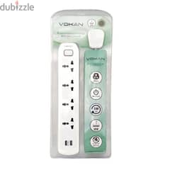 Vokan 4 Way Extension Socket with Switch and 2 USB-A Port