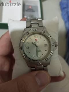 swiss military watch with her box