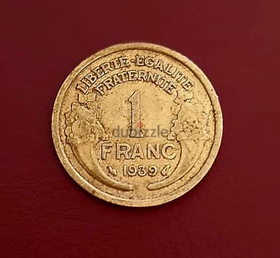 1939 France 1 Franc Morlon Marianne's head