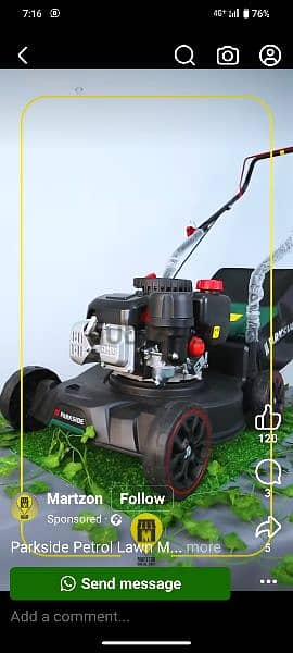 petrol lawnmower parkside