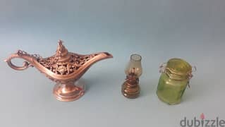 Aladdin lamp. Glass oil lamp. Glass jar with lock