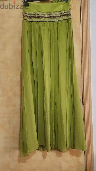 Monsoon lime green silk maxi evening dress size 42 (40) فستان سهرة 6