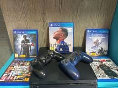 playstation 4+2 controler+5 game+all original cable
