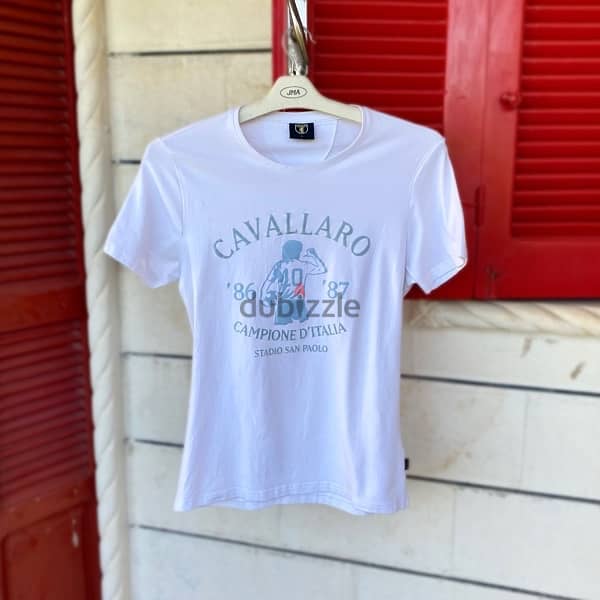 CAVALLARO Napoli Italy #10 86-87’ Campione D’Italia White T-Shirt. 0