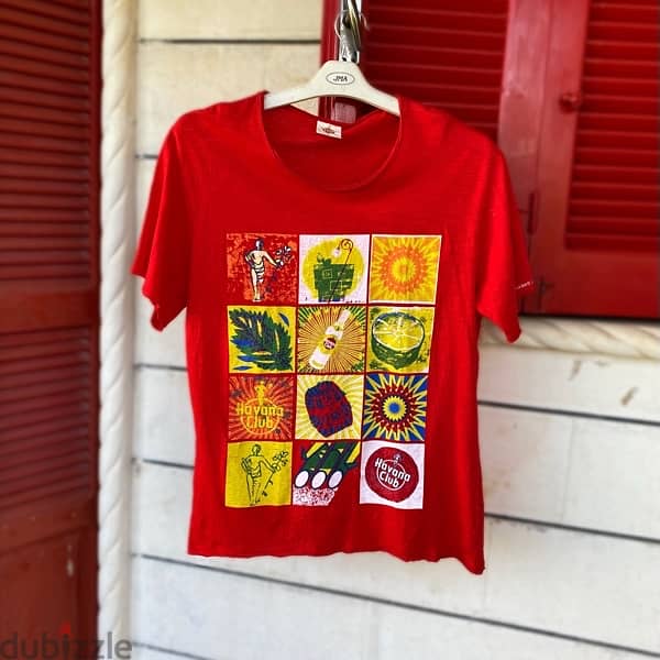 HAVANA CLUB Lightweight Vibrant Red T-Shirt. 0