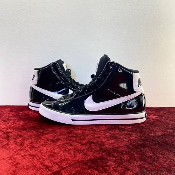 NIKE Sweet Classic Glossy Black Retro Sneakers. 1