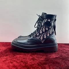 DIOR Explorer Black Leather & Canvas Ankle Boots.