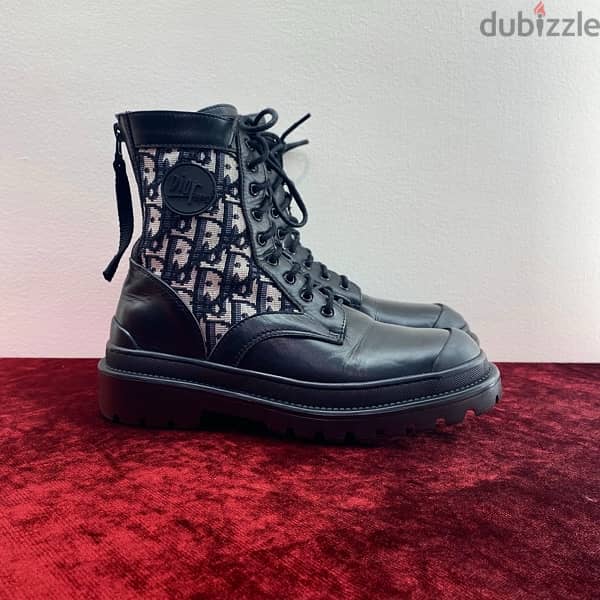 DIOR Explorer Black Leather & Canvas Ankle Boots. 3