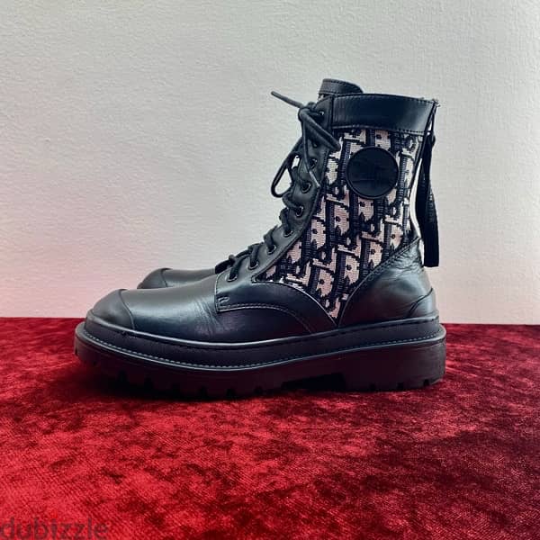 DIOR Explorer Black Leather & Canvas Ankle Boots. 4