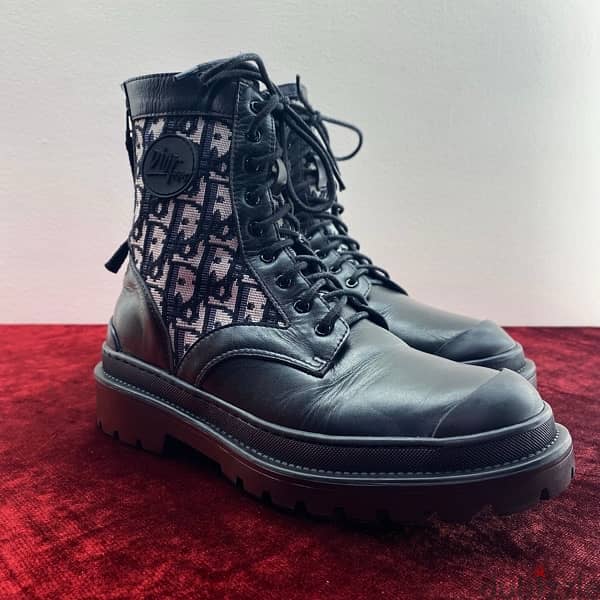 DIOR Explorer Black Leather & Canvas Ankle Boots. 6