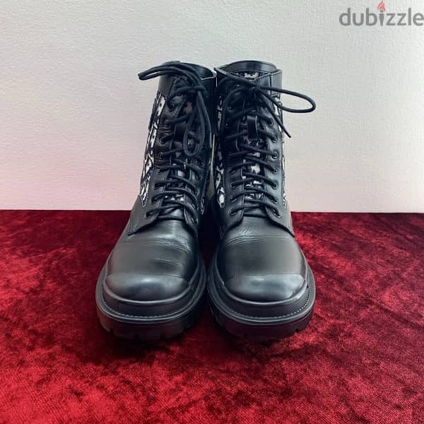 DIOR Explorer Black Leather & Canvas Ankle Boots. 9