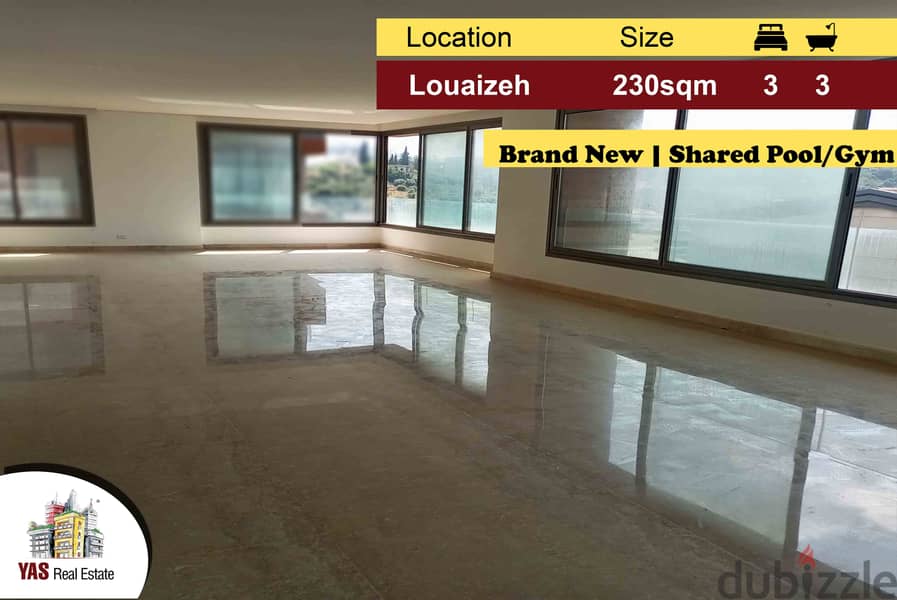 Louaizeh 230m2 | Brand New | Shared Pool/Gym | Prime Location | PA | 0