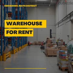 JH24-3458 Warehouse 1,000m2 for rent in Dekweneh, $ 3,333 per cash