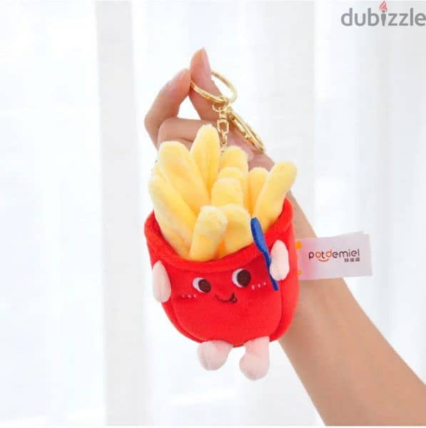 cute plush french fries keychain 3