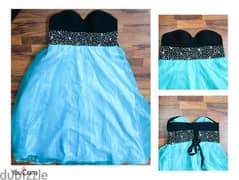 new evening dress size XL color black and turquoise