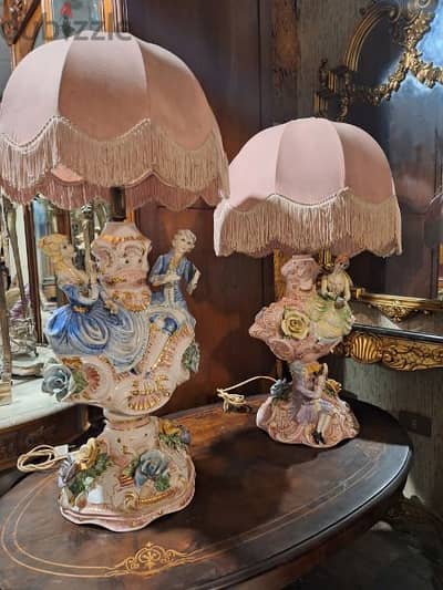 two pieces of lampadaire capodimonte Italy original