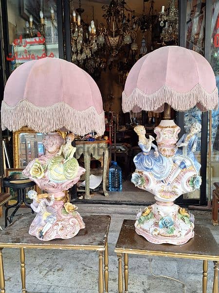 two pieces of lampadaire capodimonte Italy original 2