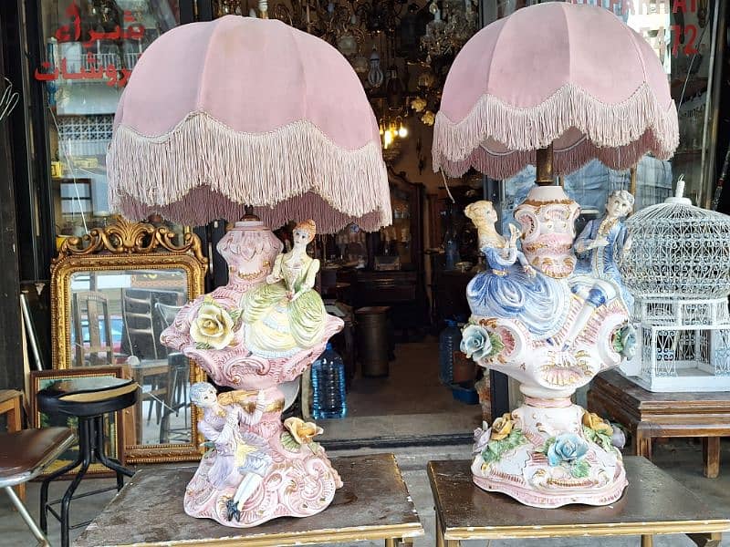 two pieces of lampadaire capodimonte Italy original 3