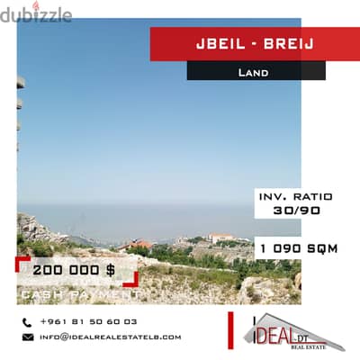 Land for sale in Jbeil Breij 1090 sqm ref#jh17334