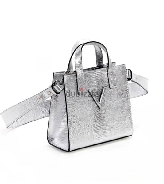 Brand New Silver Lina Brax Mini V Tote Lizard 0