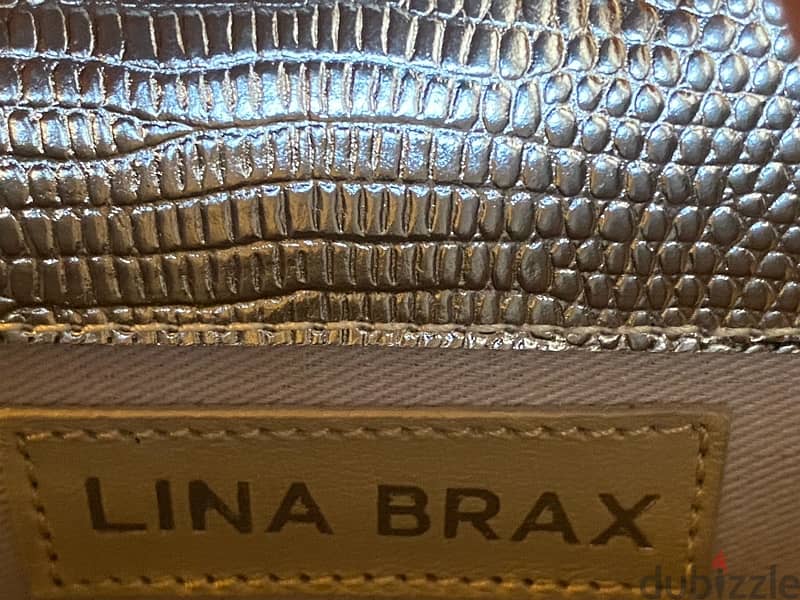 Brand New Silver Lina Brax Mini V Tote Lizard 6