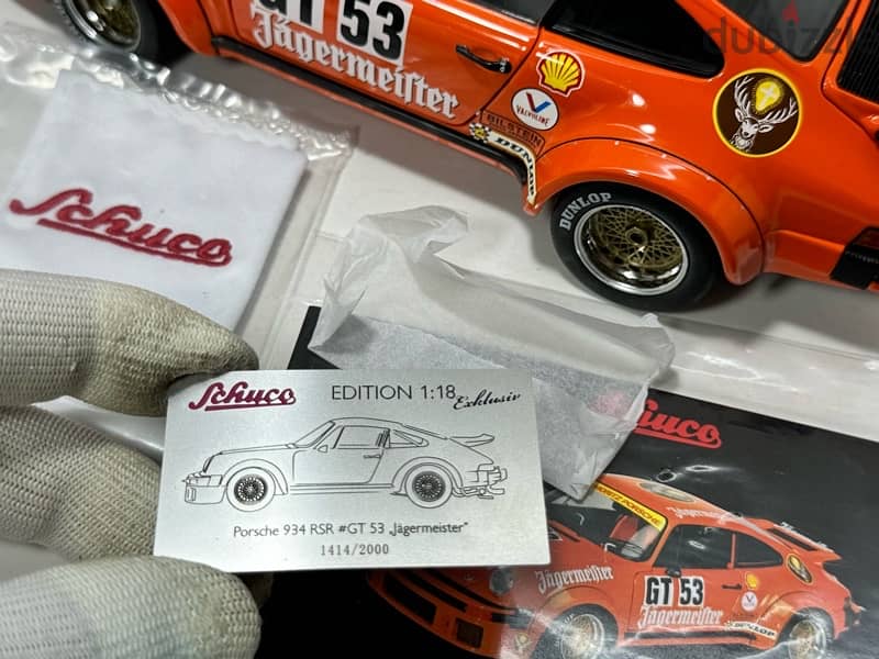 1/18 diecast Porsche 934-RSR #GT53 CERTIFICATE Jägermeister LIMITED 2