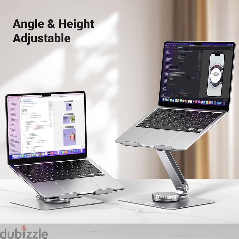 UGREEN Laptop Stand for Desk Adjustable 360 Rotating Base up to 17.3" 2