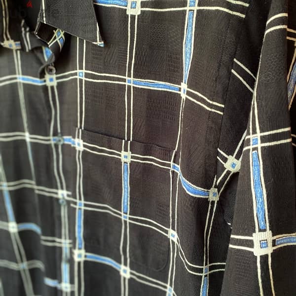 RISCATTO Black Vintage Patterned Shirt. 2