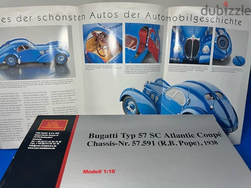 1/18 diecast FACTORY SEALED CMC Bugatti Typ 57 SC Atlantic Coupé 0