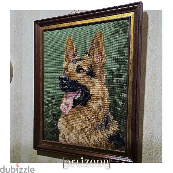 needlepoint art frame for german shepherd dog 0