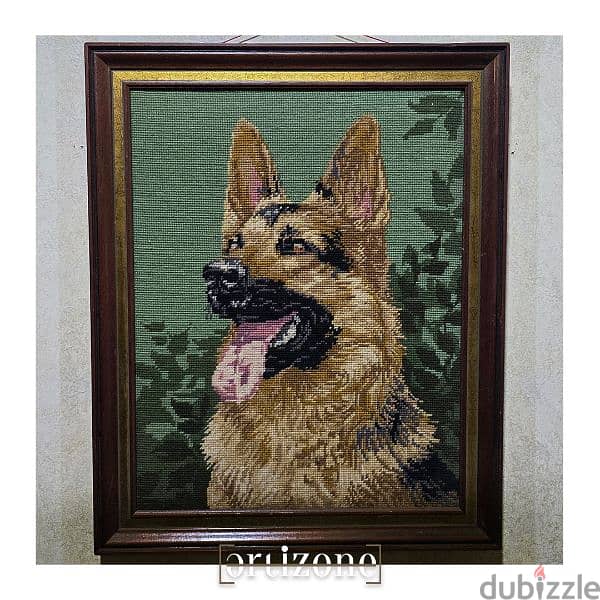 needlepoint art frame for german shepherd dog 1