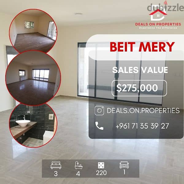 Apartment for sale in Beit Mery شقة للبيع في بيت مري 0