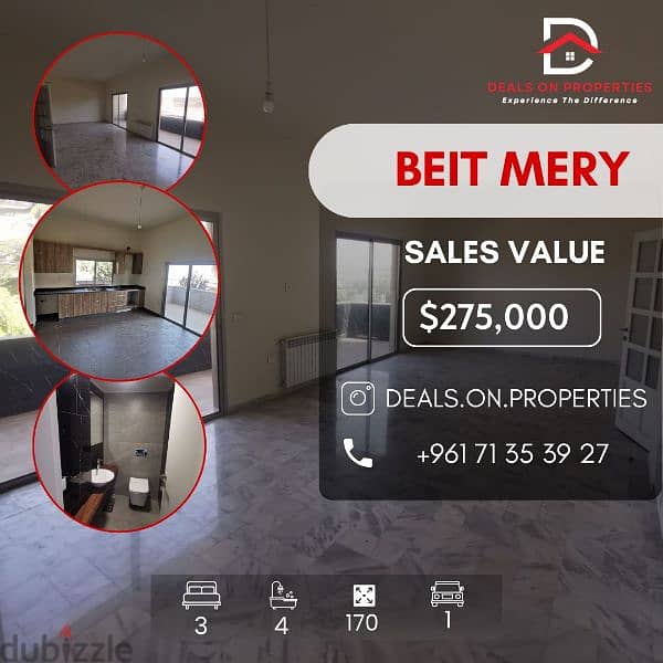 Apartment for sale in Beit Mery شقة للبيع في بيت مري 0