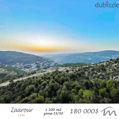 Zaarour | 1,200m² Land | Road Access | Panoramic Mountain & Sea View