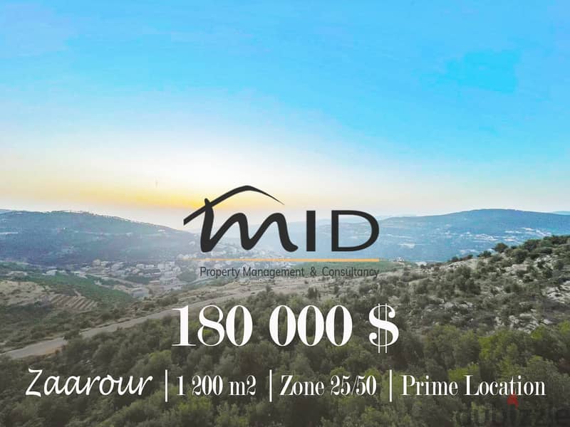 Zaarour | 1,200m² Land | Road Access | Panoramic Mountain & Sea View 1