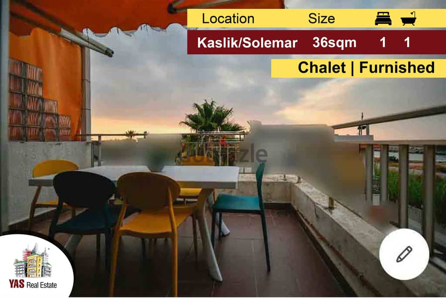 Kaslik/Solemar 36m2 | Chalet Furnished | Decorated | PA | 0