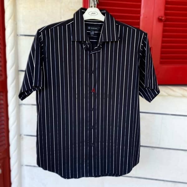 INTERNATIONAL CONCEPTS Black Silver Lined Shirt. 0